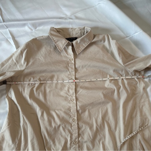 Zac & Rachel Women's Beige Button-Up Tunic Shirt Size L Relaxed Fit Cotton Blend - Picture 7 of 11